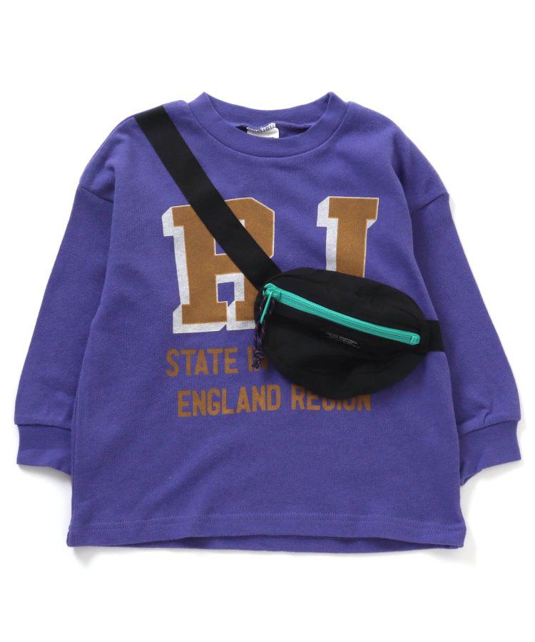 日本 BREEZE - 率性立體小包設計長袖上衣-紫x黑