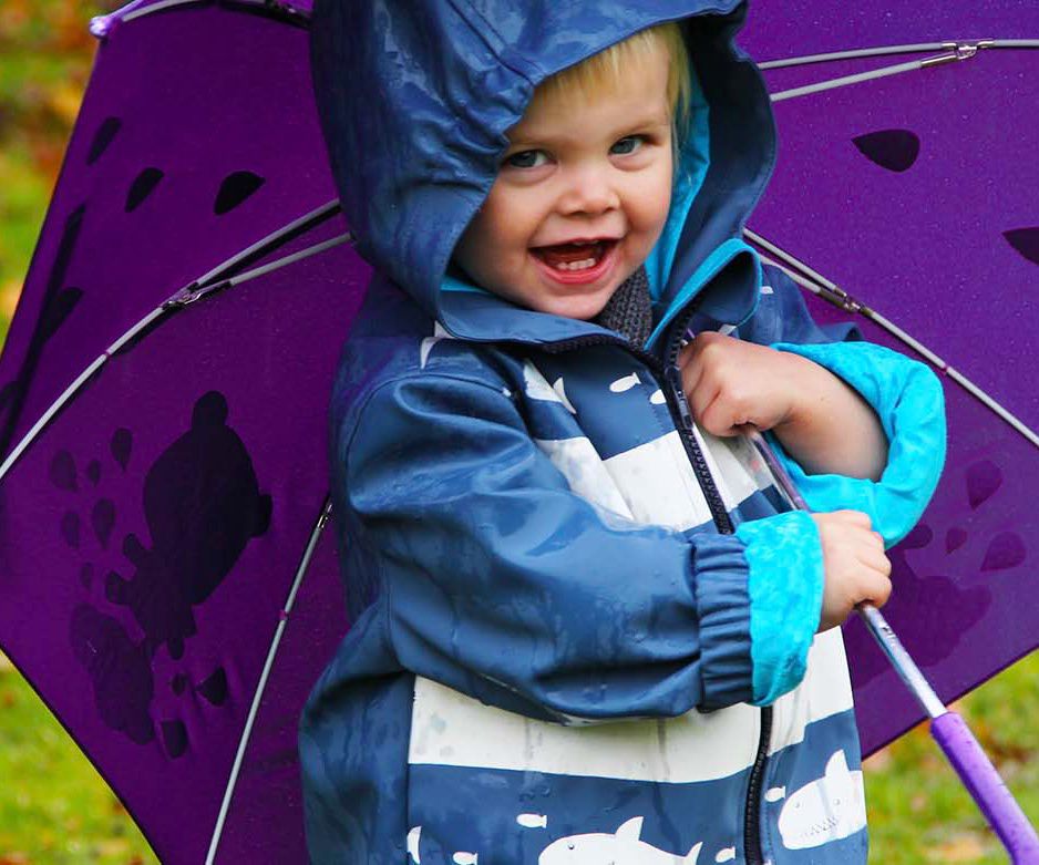 英國 Squid Kids - 厚款變色雨衣-半彩色海星-水藍