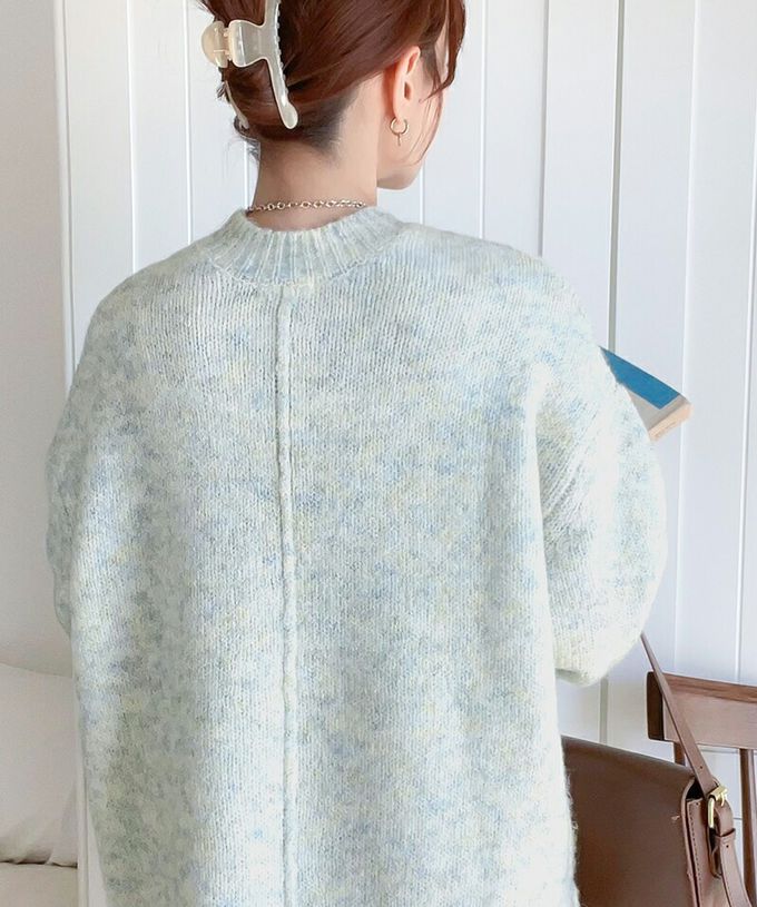 日本 Classical Elf - Java 溫柔感羊毛混紡針織上衣-水藍白