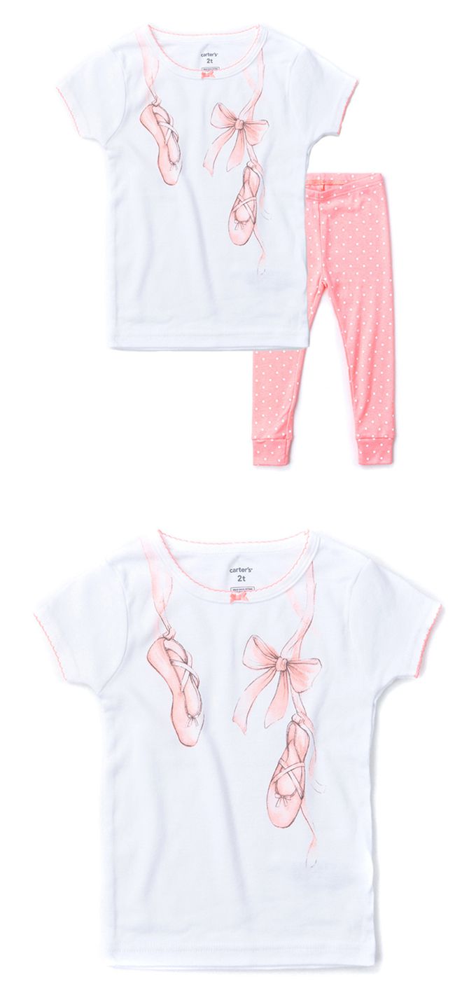 美國 Carter's - 芭蕾舞短袖+點點長褲2件組 (2 T)
