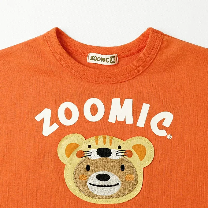 日本 ZOOLAND - 假面小熊層次感天竺棉短袖上衣-無尾熊-藍