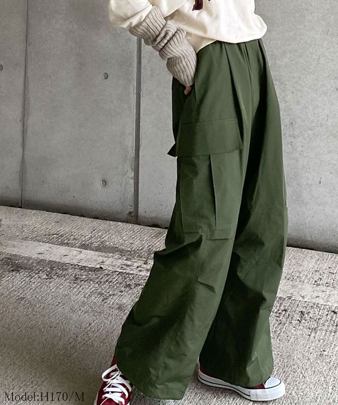 日本 Classical Elf - 美式休閒多口袋抽繩工裝褲-象牙白