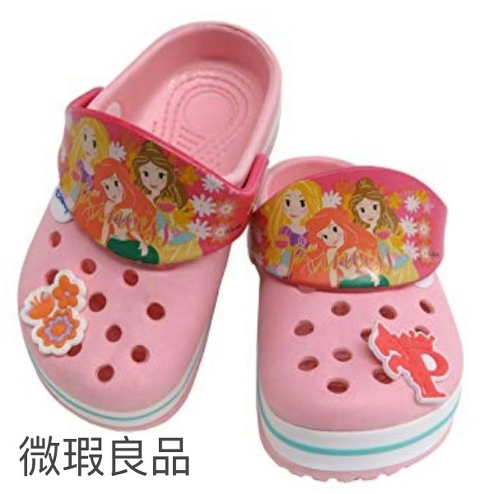 日本 - [微瑕福利品] 卡通洞洞布希鞋-小童款(附裝飾扣)-三公主-粉