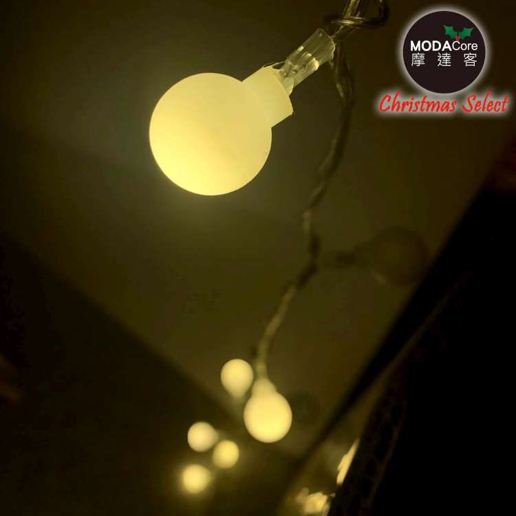浪漫療癒100燈LED小圓球珍珠燈串/聖誕燈(USB接頭+贈豆腐頭插頭)-暖白光透明線-約10米長