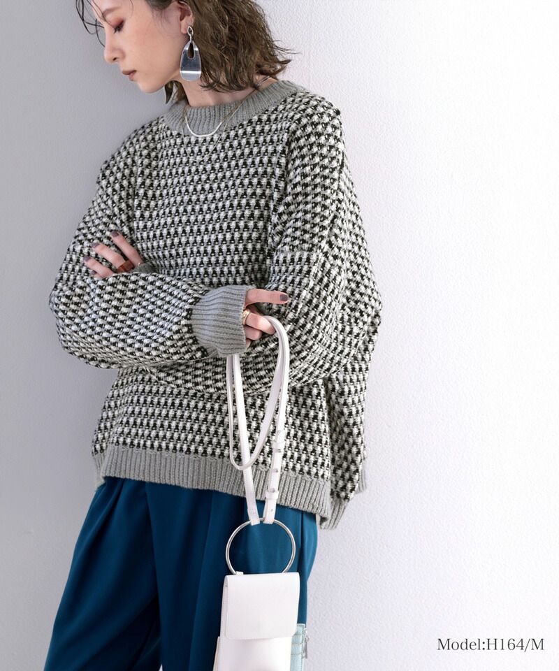 日本 Classical Elf - 復古緹花前後穿2Way滾邊針織上衣-黑灰系