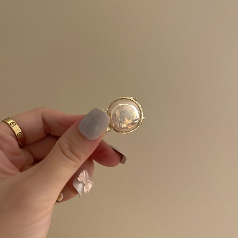 氣質珍珠小爪夾-圓形-白+金