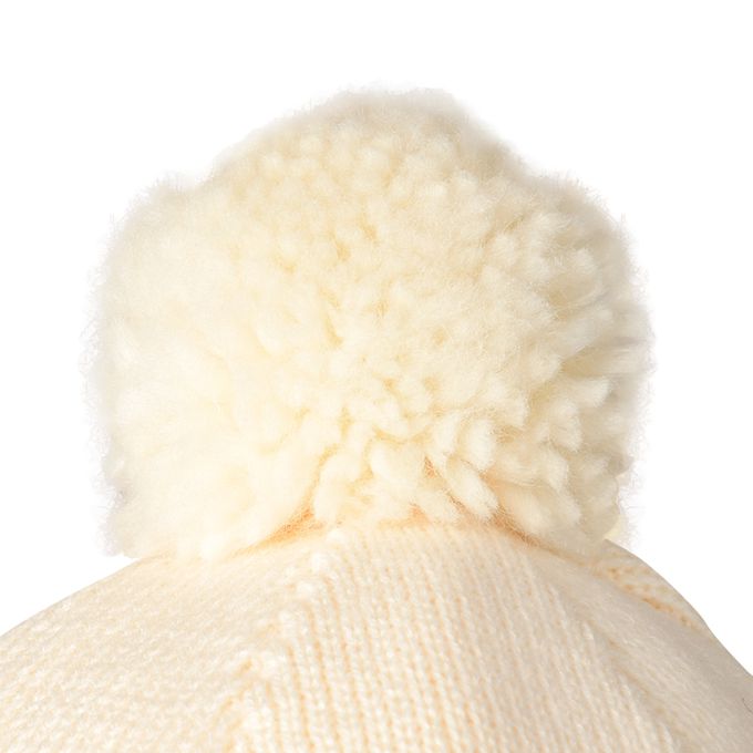 akachan honpo - 球球冬帽-內裡刷毛-象牙白色