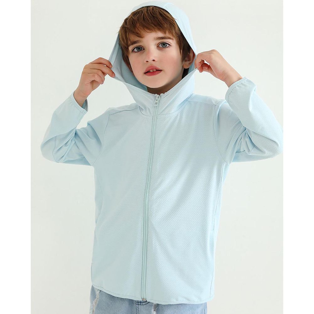 MAMDADKIDS - UPF50+吸濕排汗連帽防曬外套-淺藍色