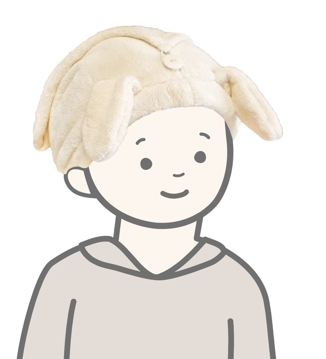 akachan honpo - 吸水動物造型頭巾-小貓-白色 (頭圍44～68cm)