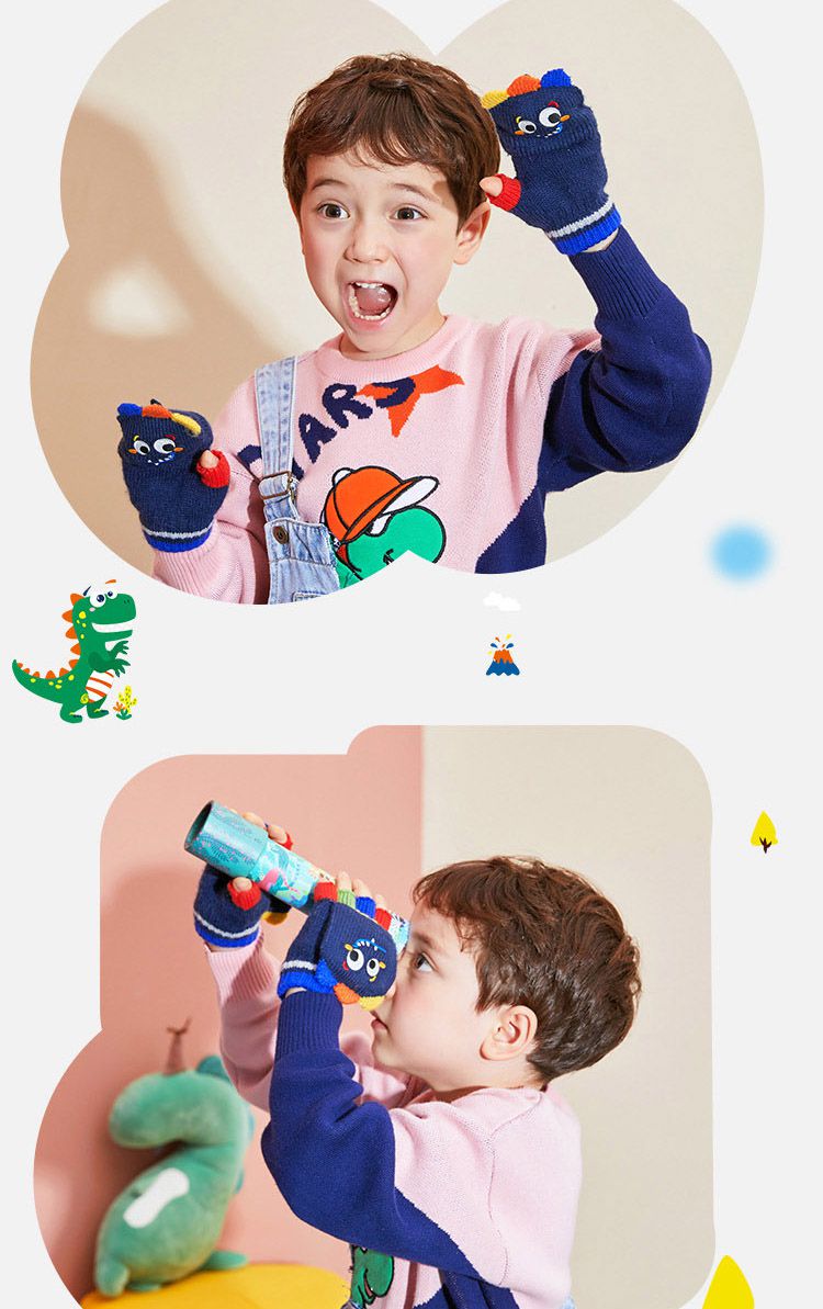 韓國lemonkid - 兒童針織五指手套-粉色兔子 (均碼(手腕直徑7.8cm))