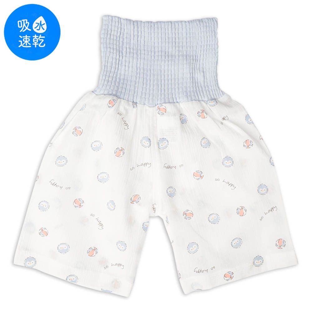 幼兒家居褲-附肚圍企鵝-淺藍色