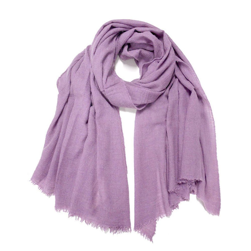 日本 jou jou lier - 30%羊毛不修邊保暖素面圍巾-寬版-20 粉紫 (90x180cm)