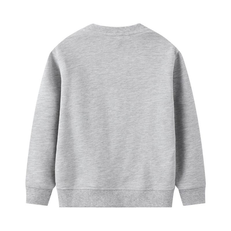 Jumping meters - 圓領棉質長袖上衣/大學T-葉子恐龍-灰色