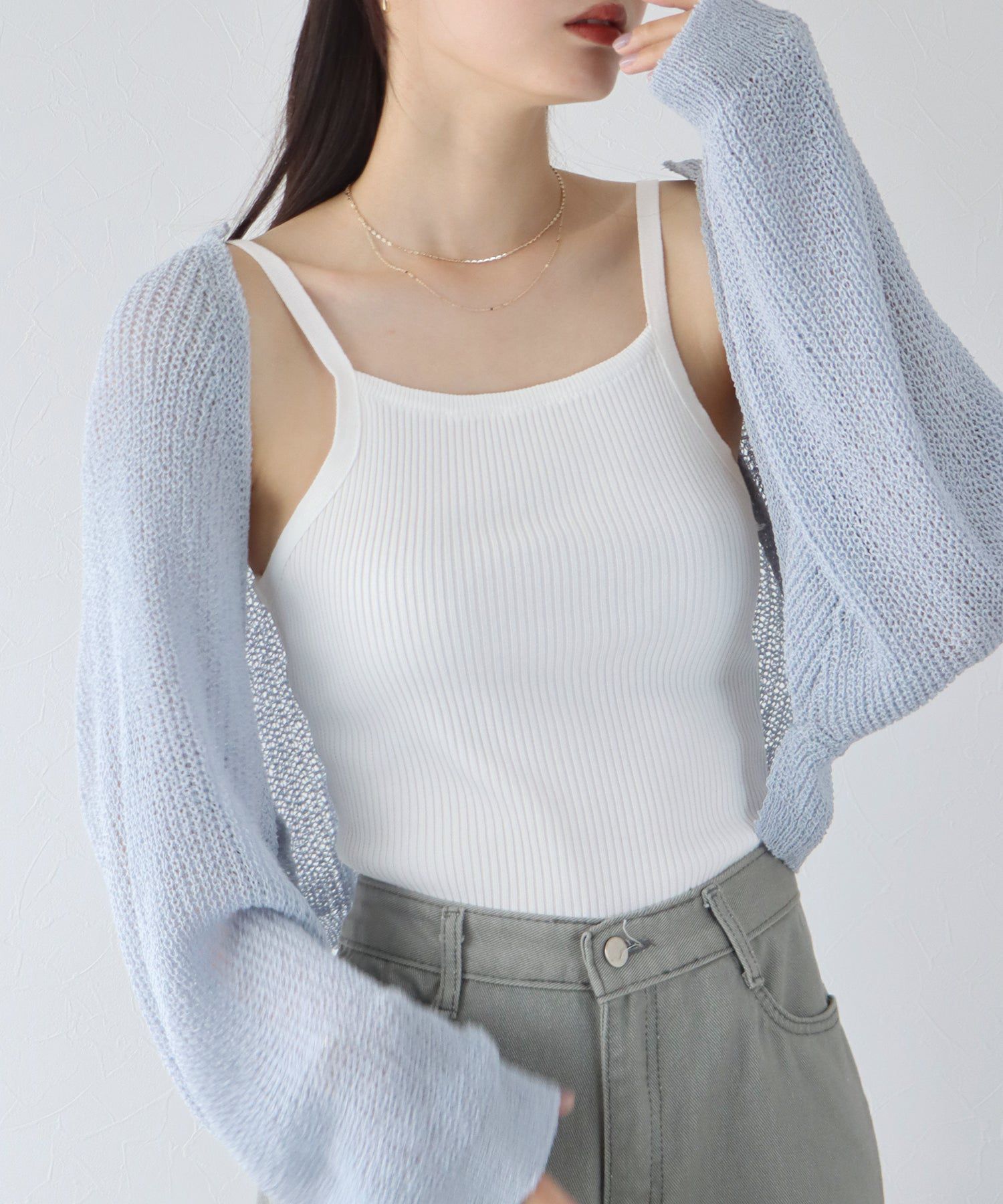 日本 BLUE EAST - 彈性羅紋無袖上衣/內搭-條紋-黑