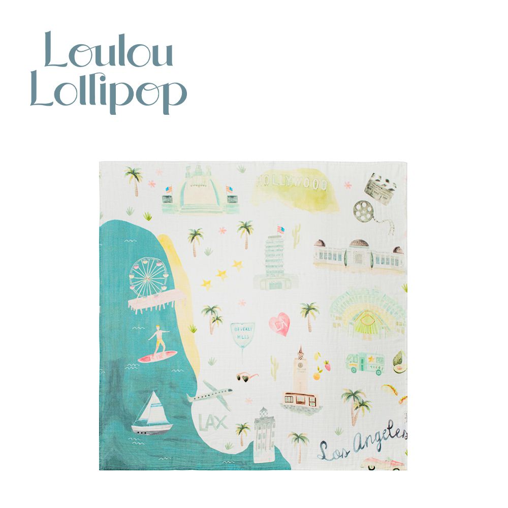 Loulou Lollipop - 竹纖維透氣包巾 - 城市款-美國洛杉磯 (120x120cm)