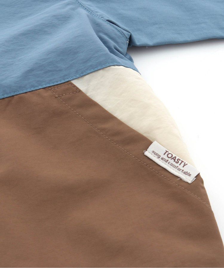 日本 apres les cours - 潑水加工 輕量印花風衣外套-撞色-藍棕系