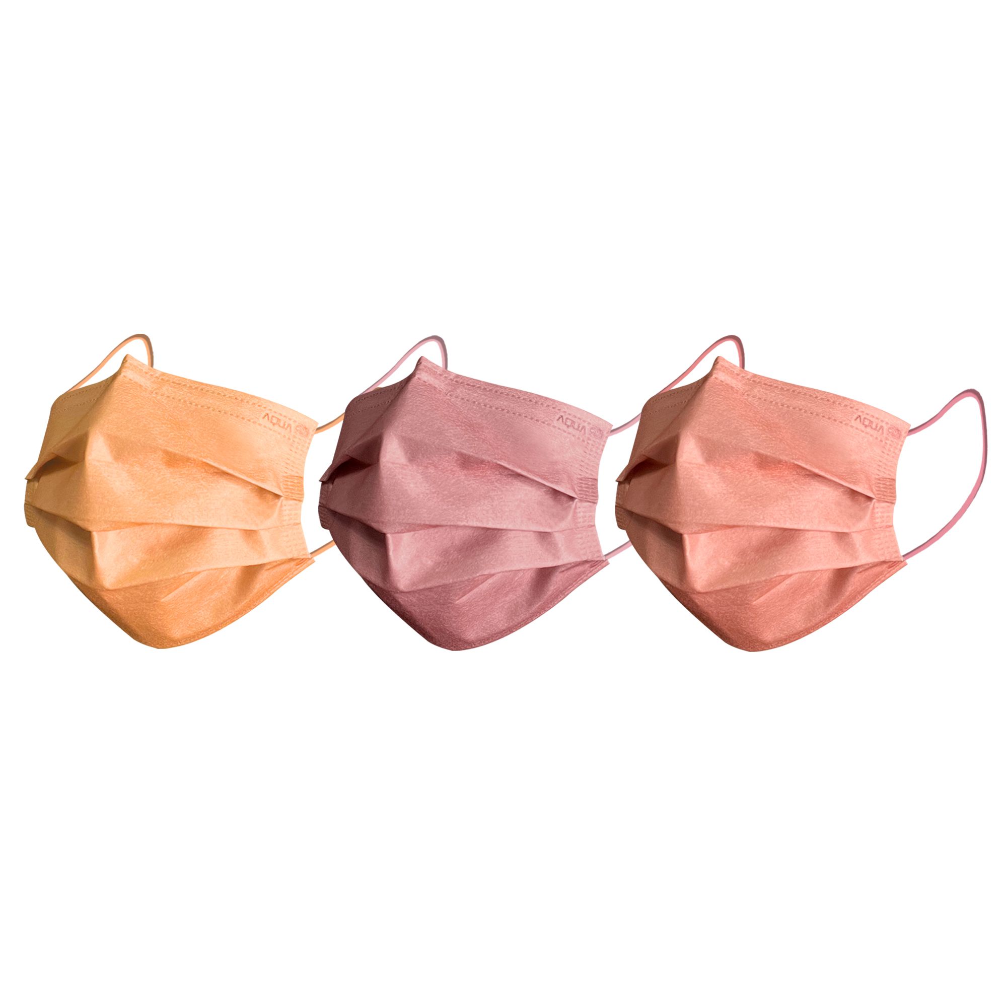 MODACore 摩達客 - 水舞醫用口罩-MIT+MD雙鋼印-莫蘭迪系列-蜜橙橘、煙灰粉、珊瑚粉-3盒組(30入/盒)