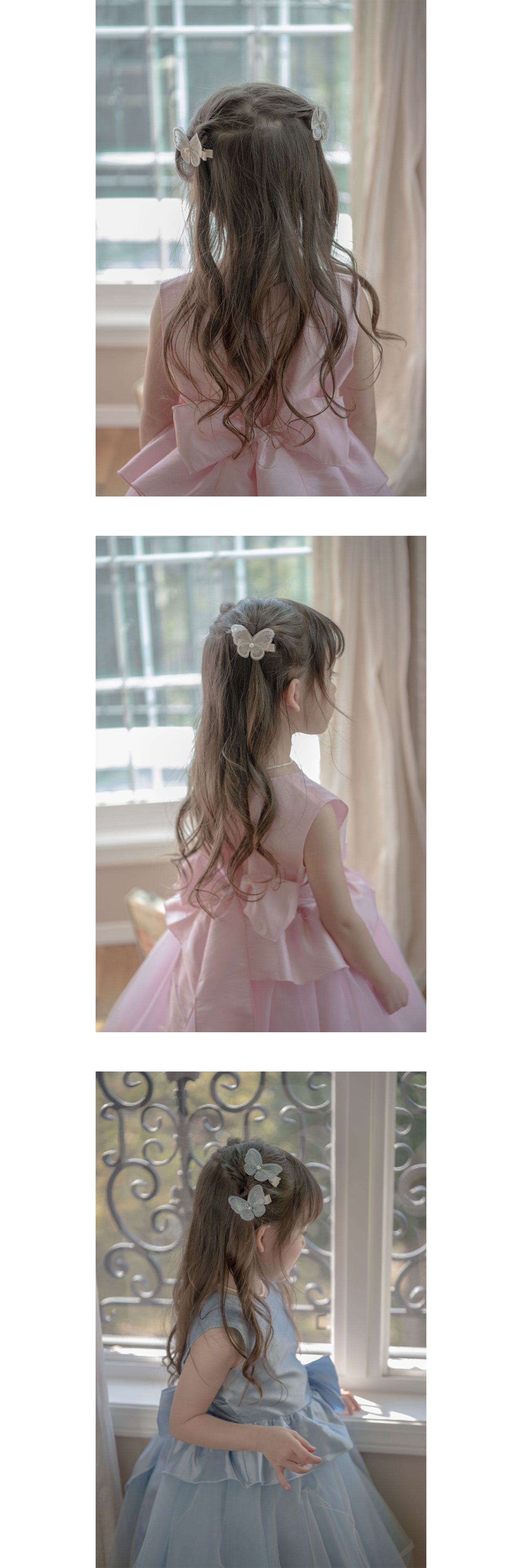 日本 Catherine Cottage - 優雅蝴蝶刺繡髮夾(同色2個一組)-粉紫