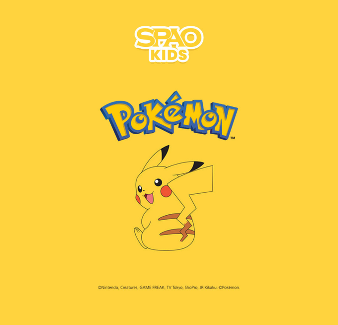 韓國童裝代購 - SPAO KIDS短袖睡衣套裝-卡通人物皮卡丘-黃