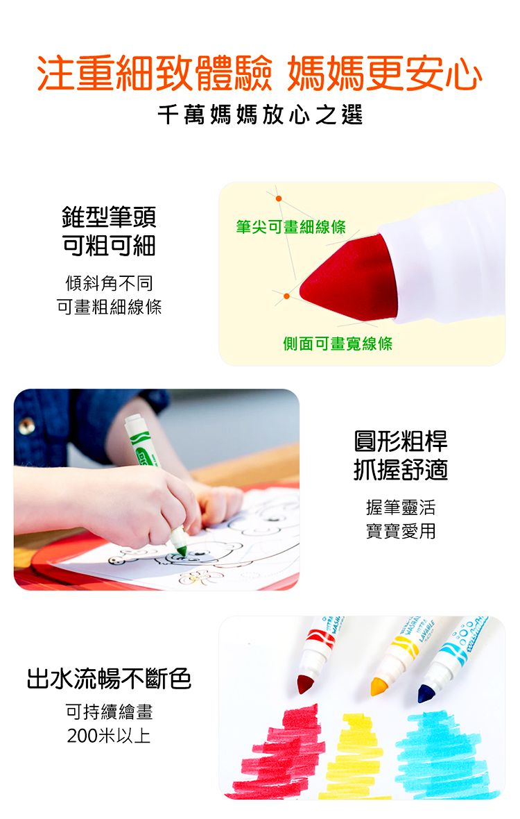 Crayola繪兒樂 - 可水洗錐頭彩色筆40色-盒損福利品