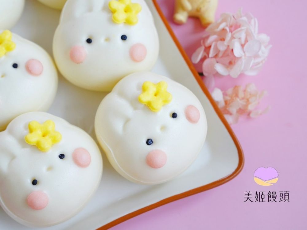 美姬饅頭 - 兔兔月餅鮮乳造型奶黃包-6入