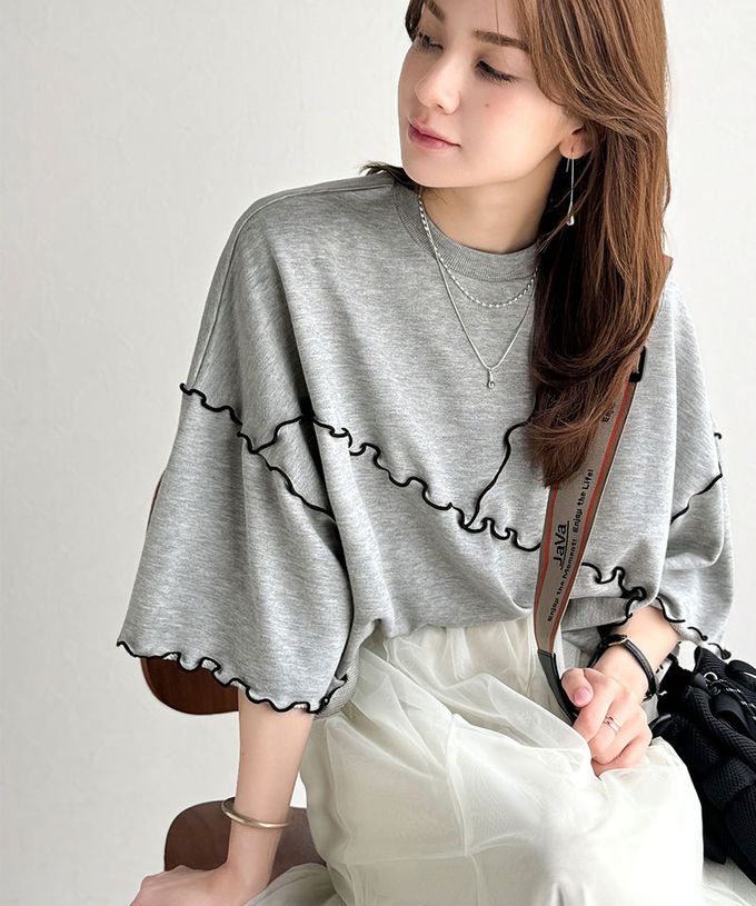 日本 Classical Elf - 木耳QQ俏麗造型寬袖上衣-炭黑