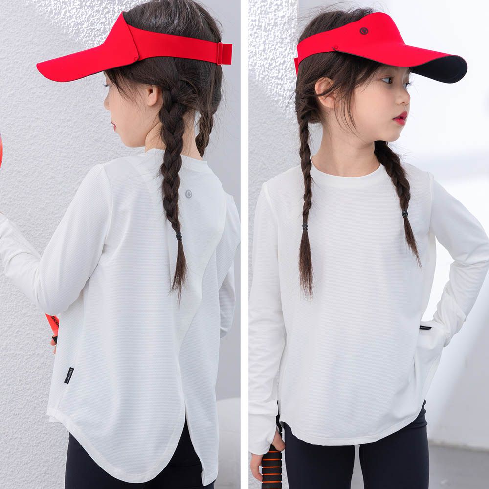 UPF50+防曬涼爽後開衩長袖上衣-白色