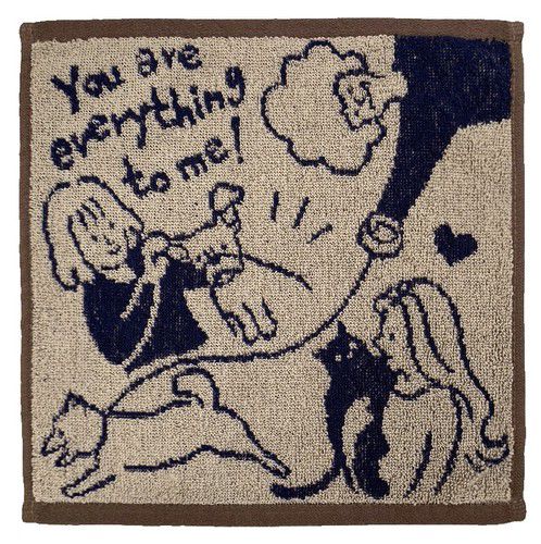 日本 Stream - 100%棉印花手帕/方巾/擦手巾-企鵝滑冰-水藍 (25x25cm)