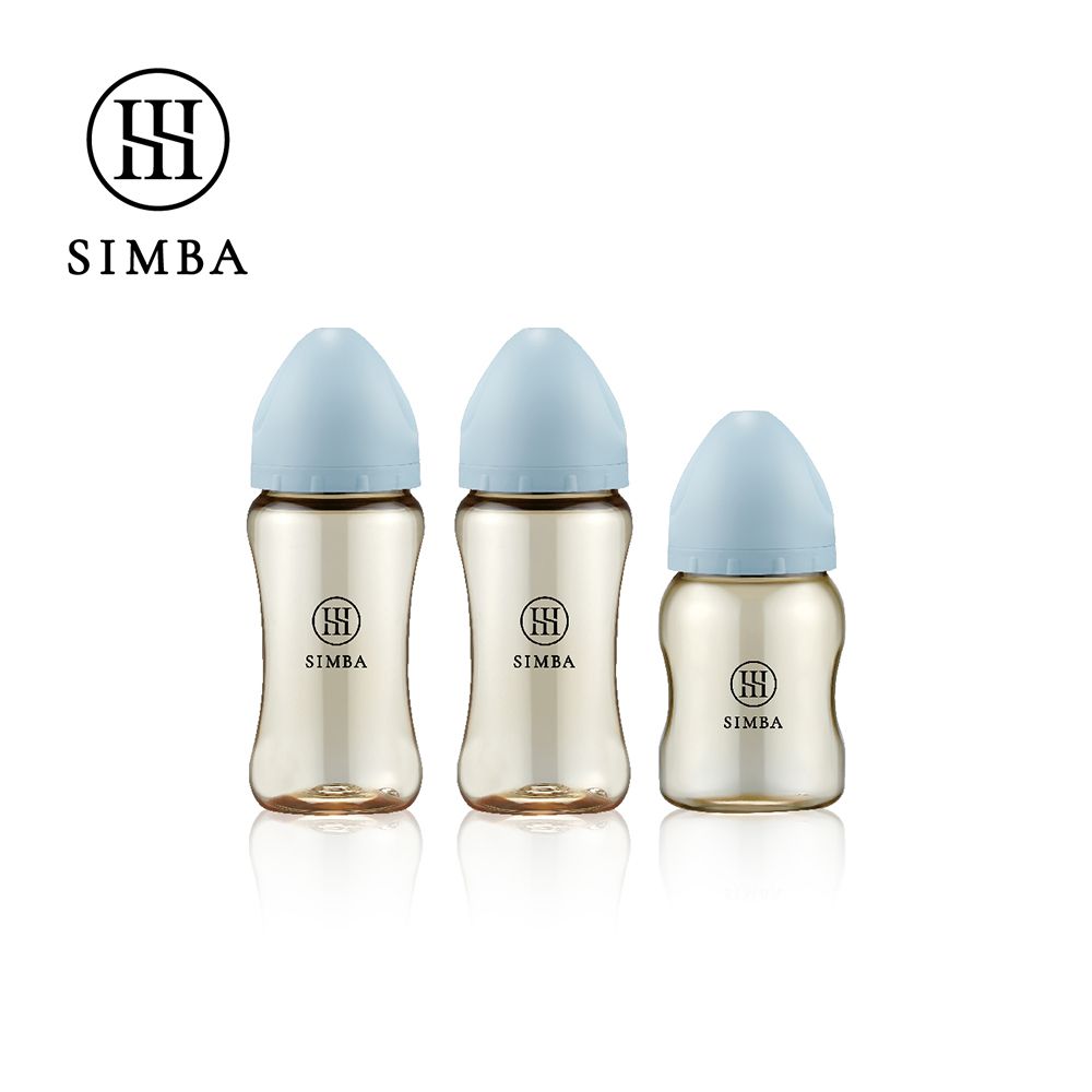 蘊蜜鉑金PPSU寬口防脹氣奶瓶輕奢組(2中1小)-新生適用-晨藍