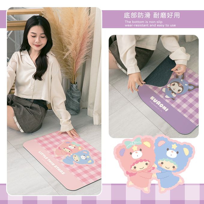 收納王妃 - Sanrio三麗鷗【玩偶酷洛米】 珪藻土軟式吸水地墊 浴室地墊 腳踏墊 吸水墊60X40X0.5cm
