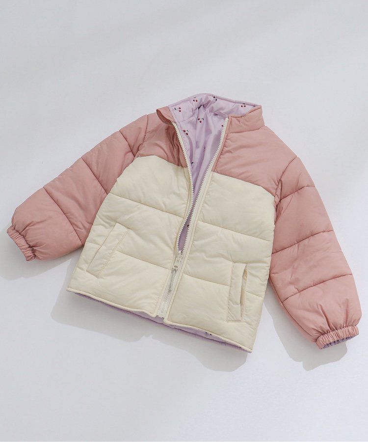 日本 apres les cours - 珍珠光澤正反2WAY鋪棉外套(可機洗)-彩色幾何-橘棕