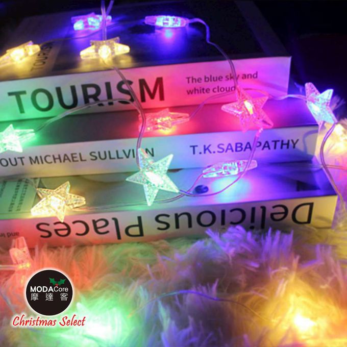 MODACore 摩達客 - 50燈LED皮線燈串(USB充電/五角星星-彩光)5M-贈豆腐頭&遙控器