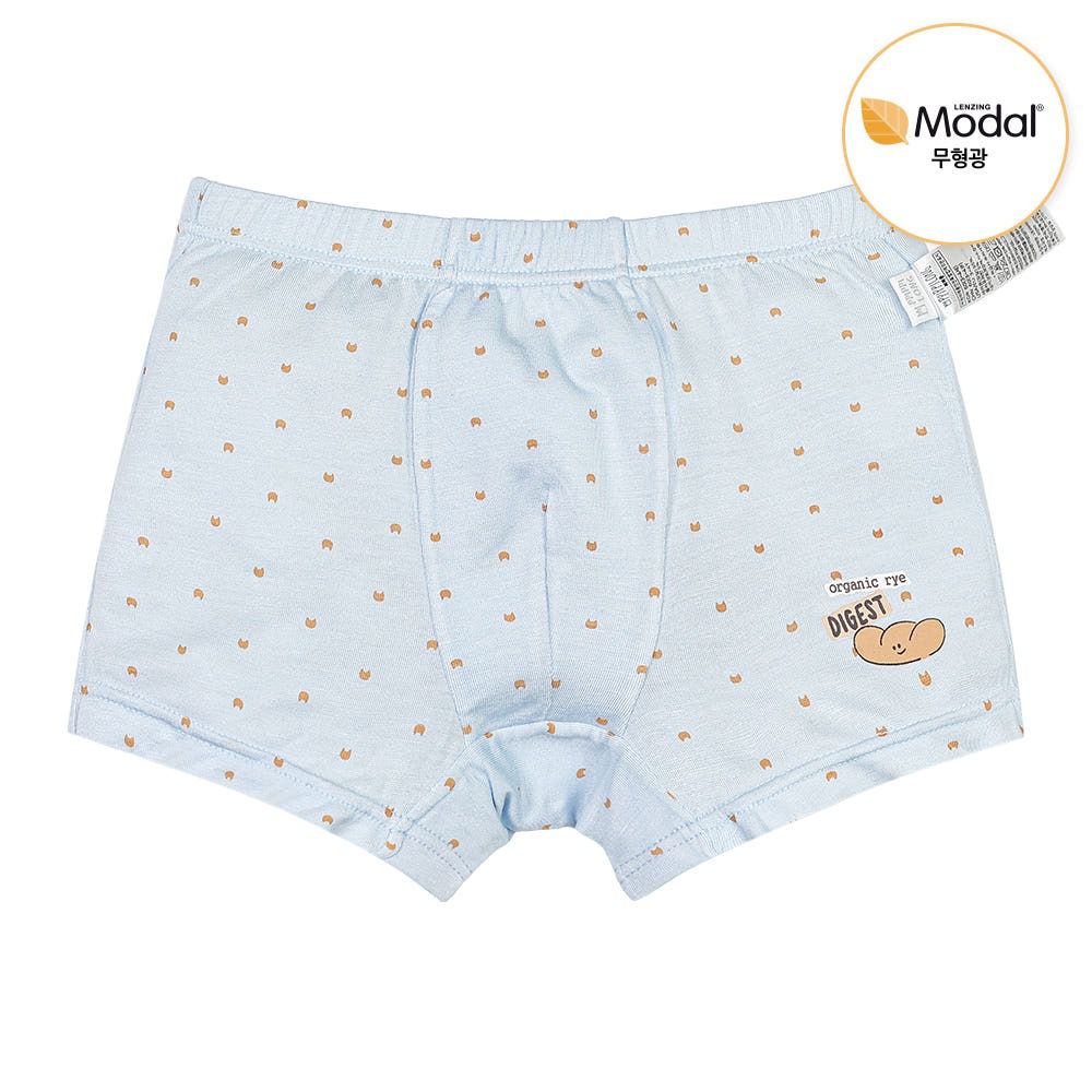 莫代爾親膚絲滑四角褲(男寶)-微笑麵包-淺藍