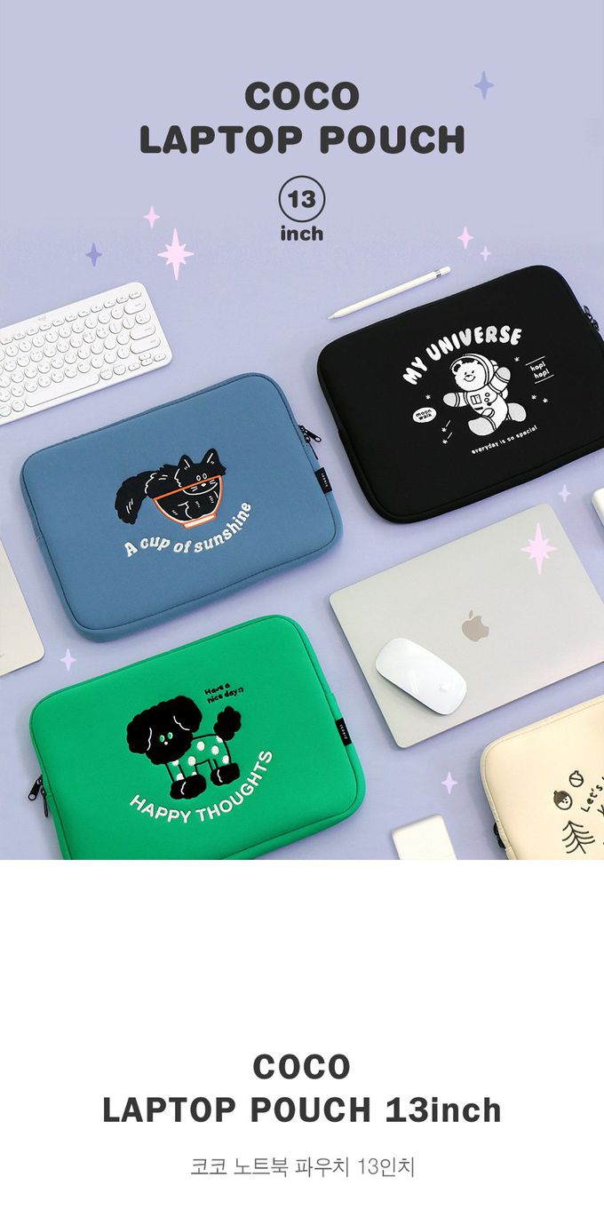 韓國 ICONIC - 童趣圖樣筆電收納包-慵懶狐狸-奶油黃