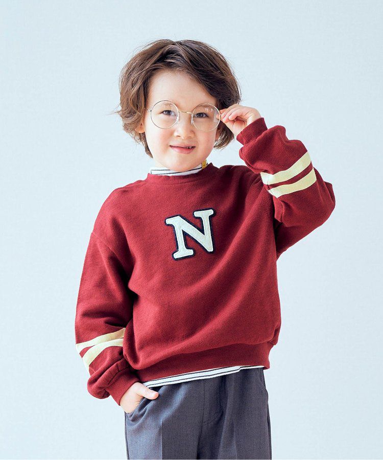 日本 apres les cours - 清爽學院風裏毛長袖運動衫-草綠