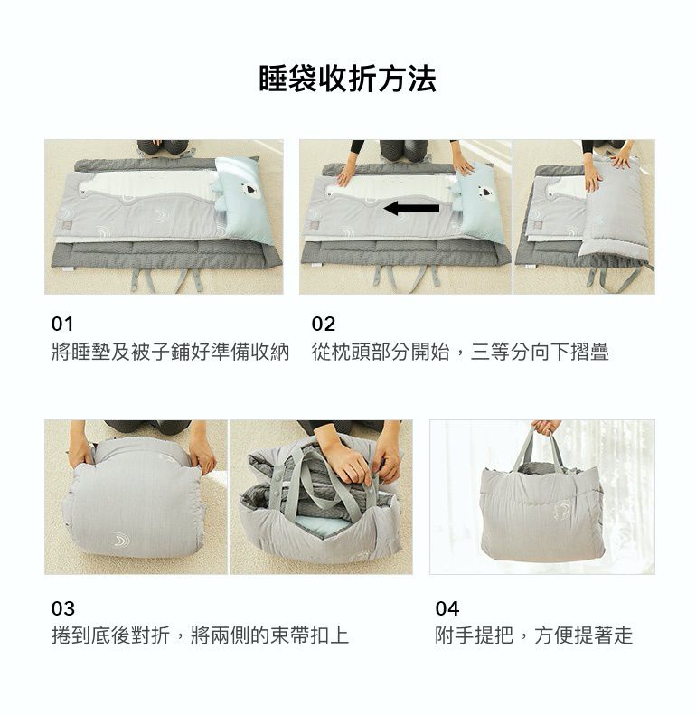 韓國 Baby Muffin - 雙面冬夏兩用抗菌防蟎睡袋/寢具-狗狗-被墊*1, 被子*1, 枕心*1, 贈收納防塵袋