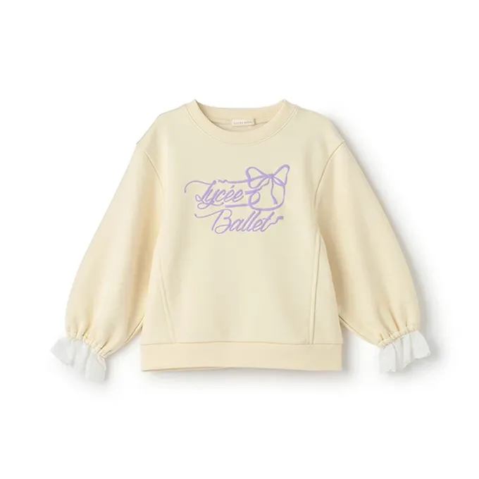 日本 Lycee mine - 可愛蕾絲袖口印花長袖上衣-粉紅