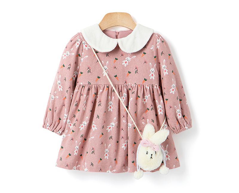 韓國 OZKIZ - (內磨毛,附包包)小兔好朋友洋裝