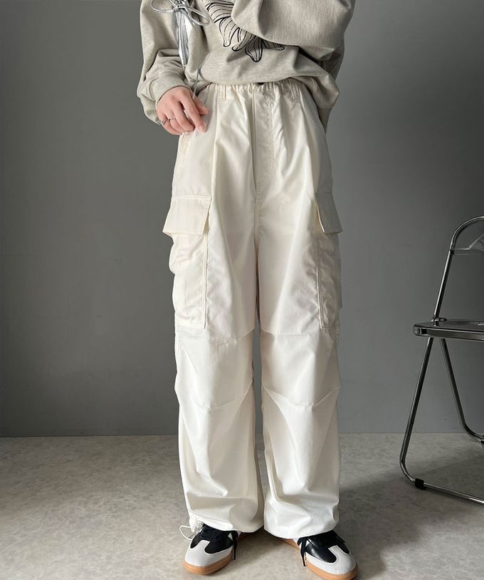 日本 Classical Elf - 美式休閒多口袋抽繩工裝褲-軍綠