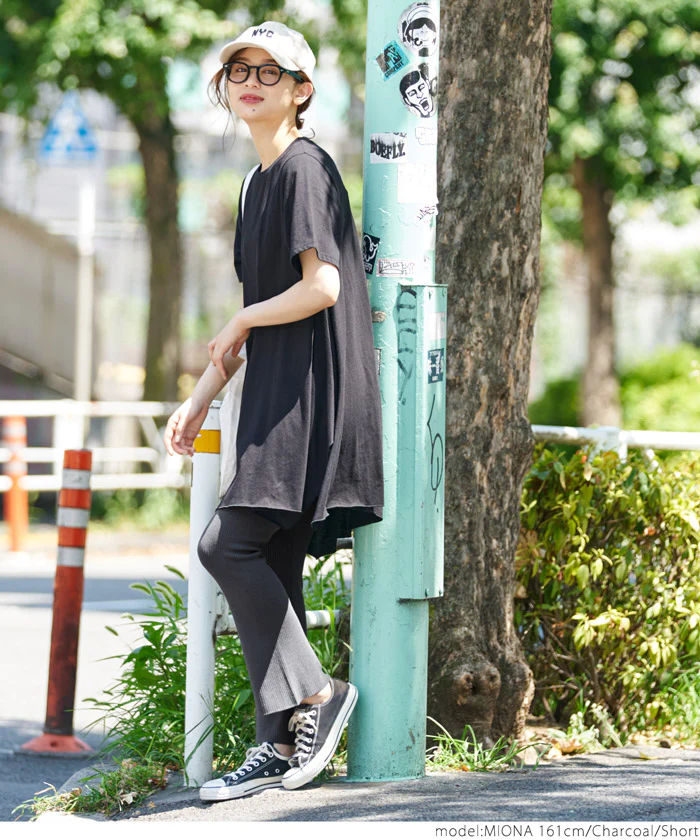 日本 COCA - 修長美腿羅紋微喇叭長褲-深綠