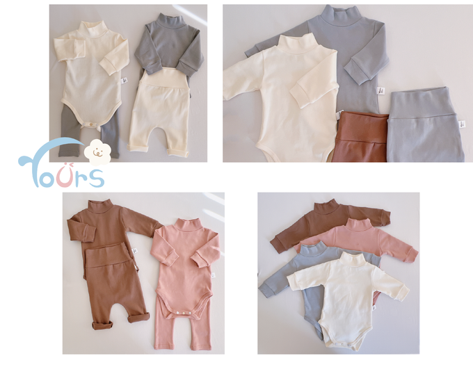 YOUrs - 立領長袖包屁衣-霧藍色