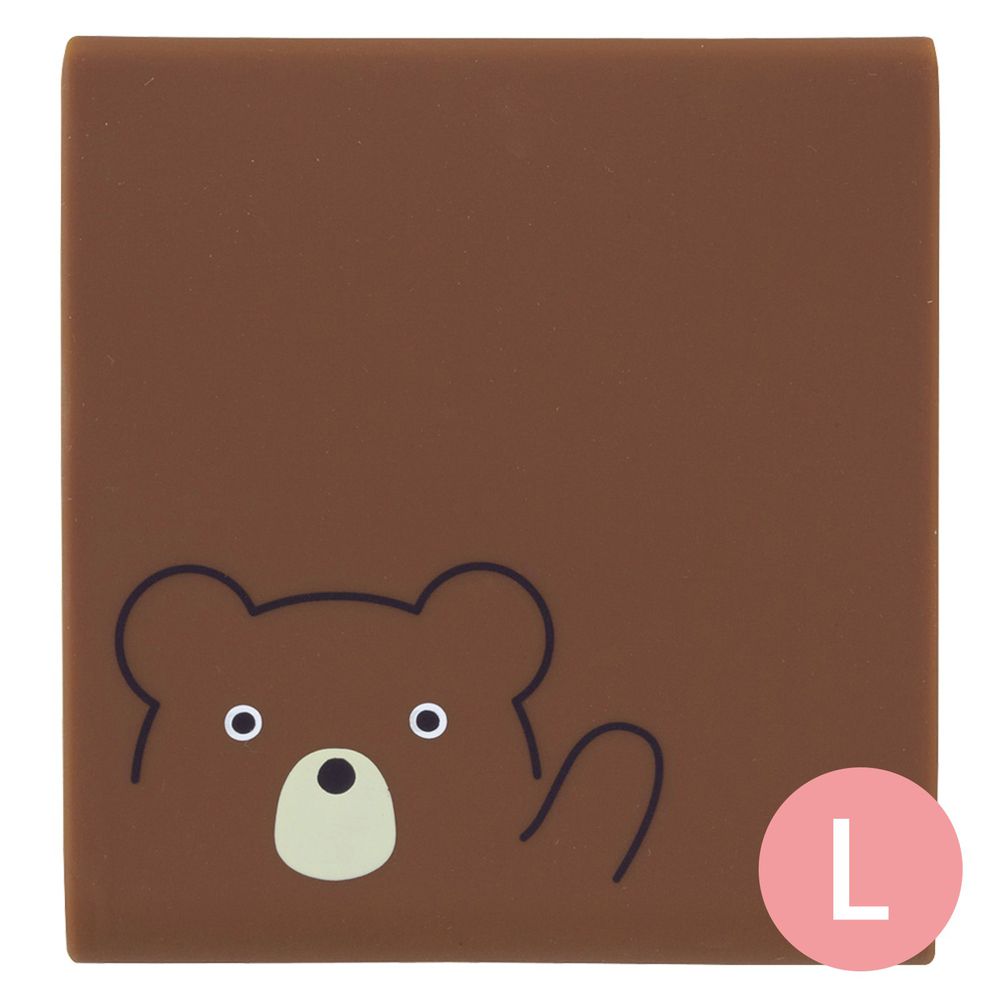 日本文具 LIHIT - 便條紙收納盒(附便條紙)-棕熊 (L(方形*1))
