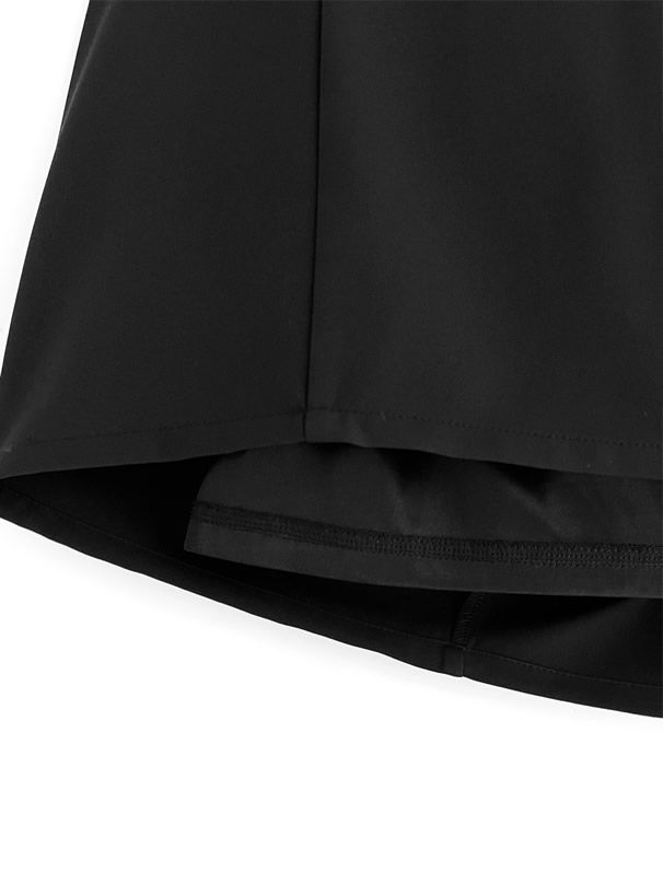 日本 GRL - 定番百搭美腿開衩長裙-簡約黑