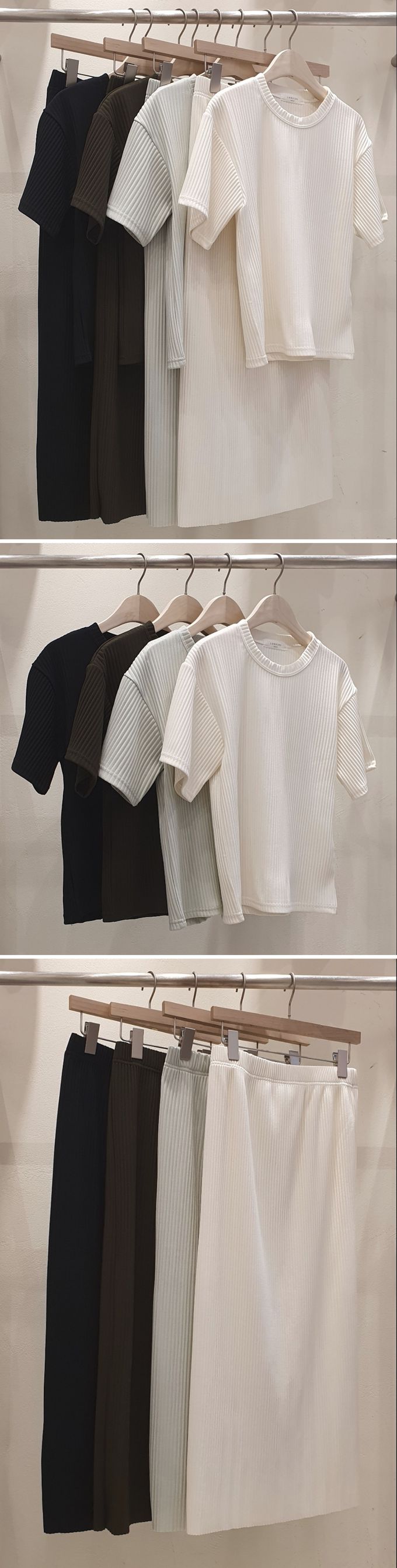 韓國 LANDING - 鬆緊腰直紋修身長裙-淺薄荷綠 (FREE)