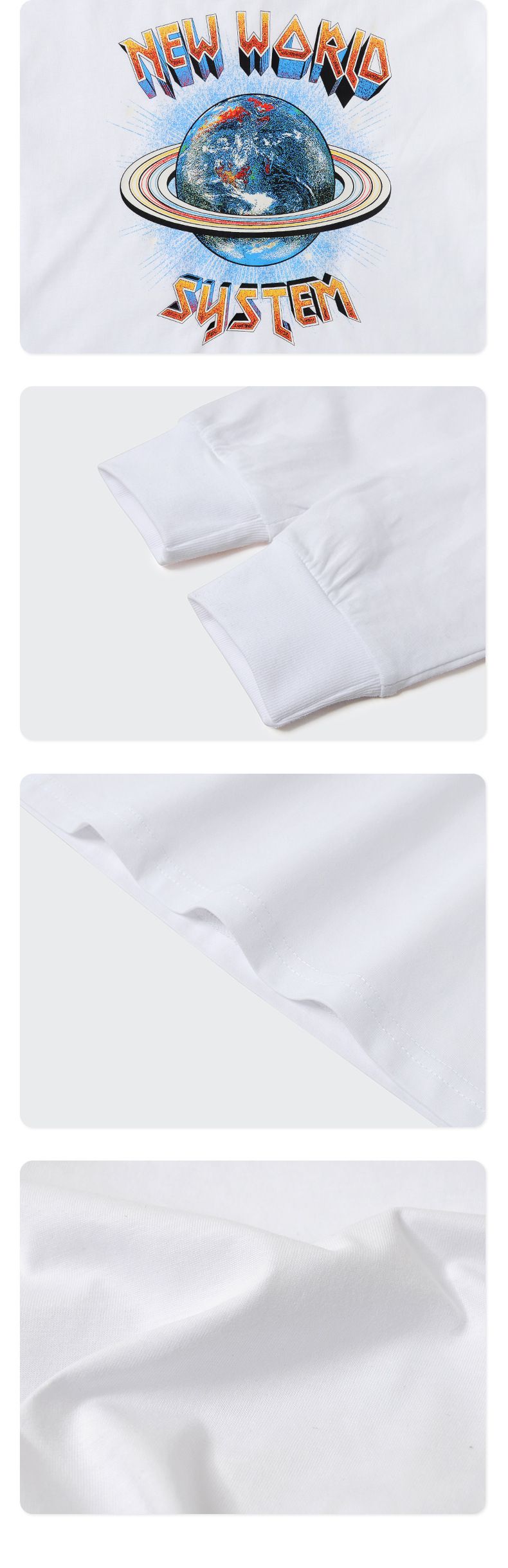 純棉基礎款長袖上衣-漫畫新地球-白色