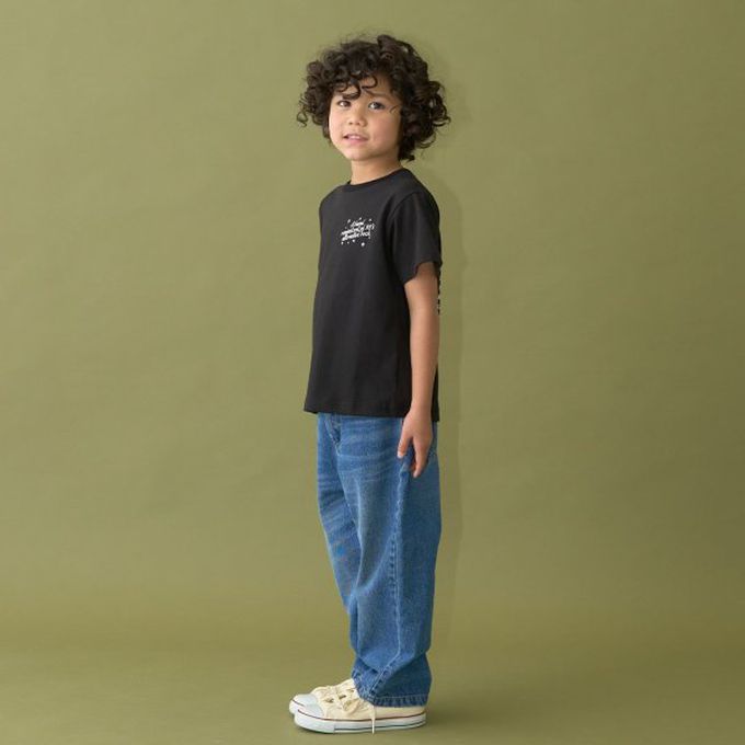 日本 b-ROOM - 簡約印花舒適天竺棉短袖上衣-北美巡演-黑