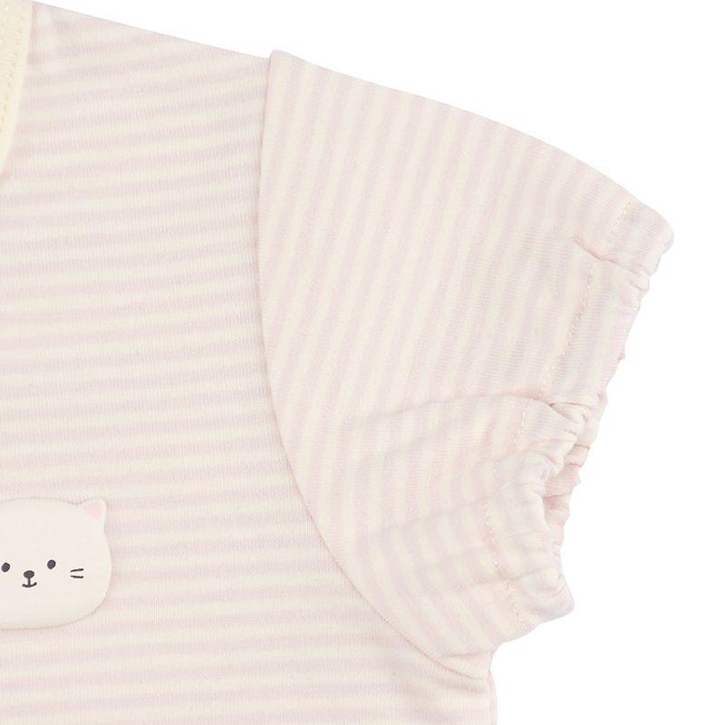 akachan honpo - 短袖兔裝 吸水速乾-動物造型屁屁 橫紋-粉紅色
