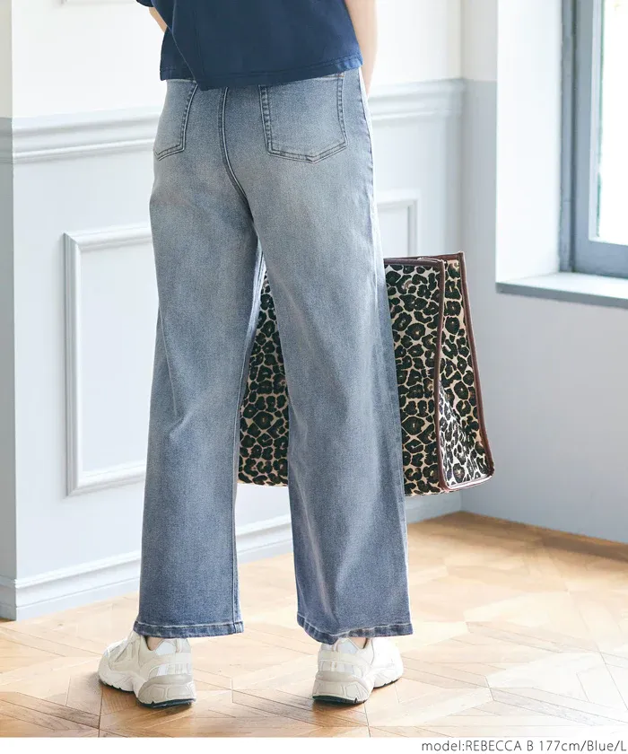 日本 COCA - 彈性修身丹寧牛仔褲-淺藍