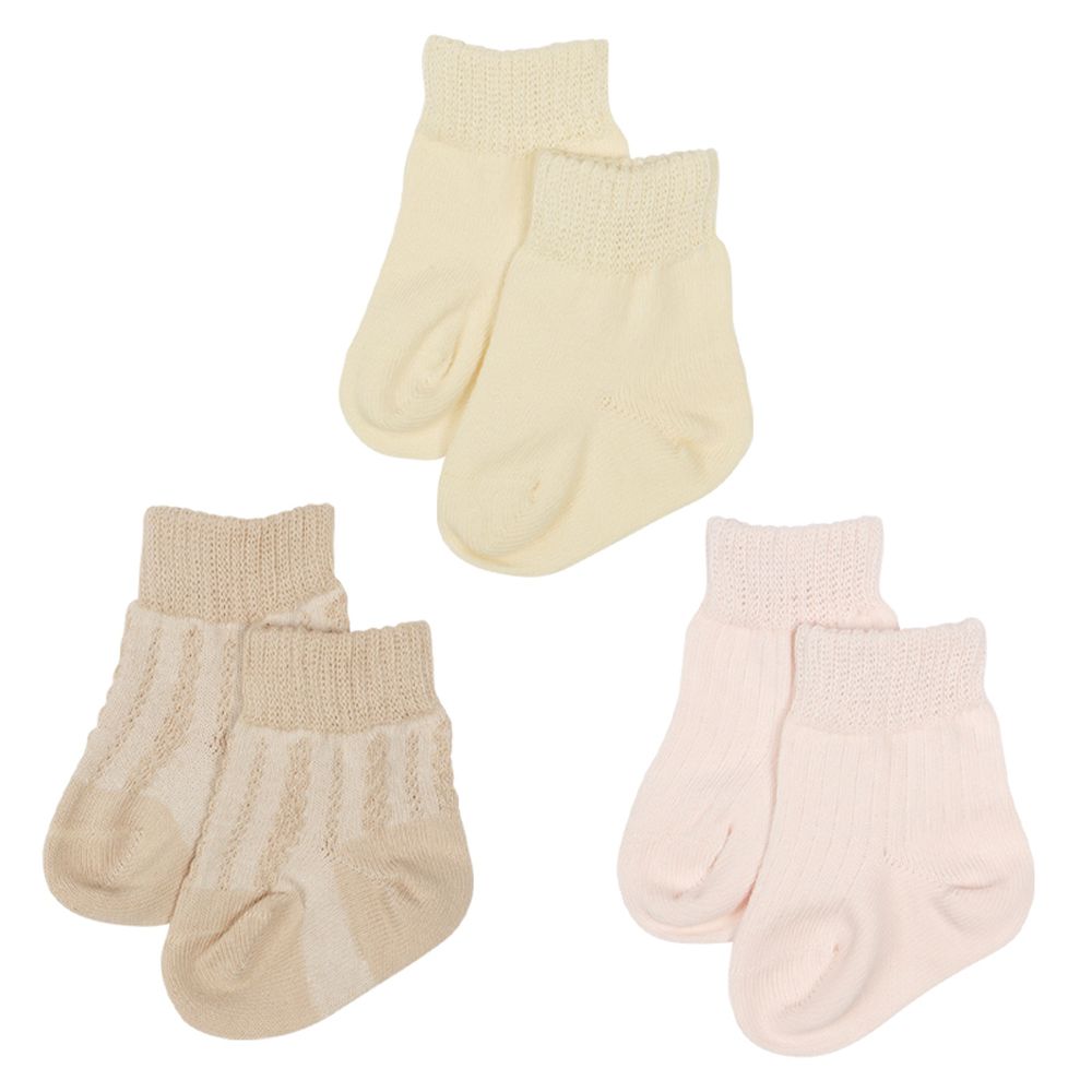 不易滑落 襪子3雙組-淺卡其色 (7~9cm)