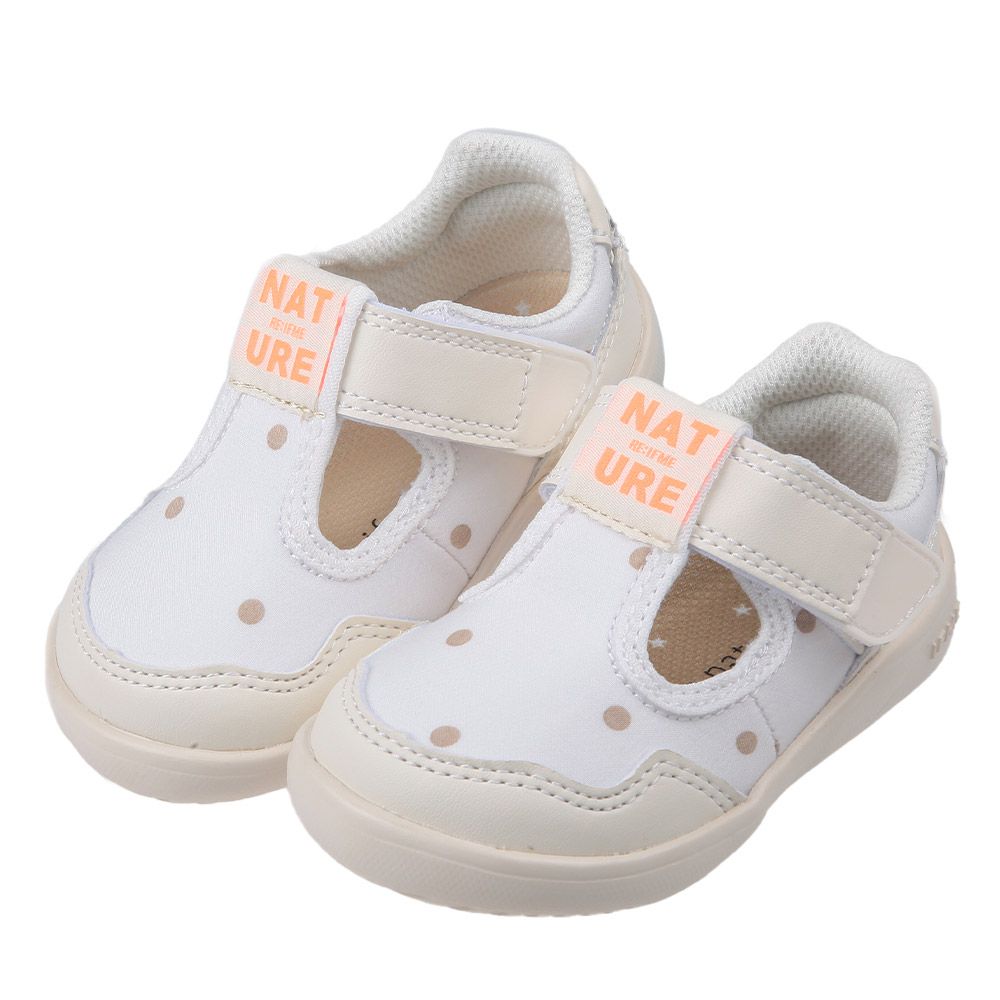 日本IFME - 點點白色T型寶寶機能學步鞋